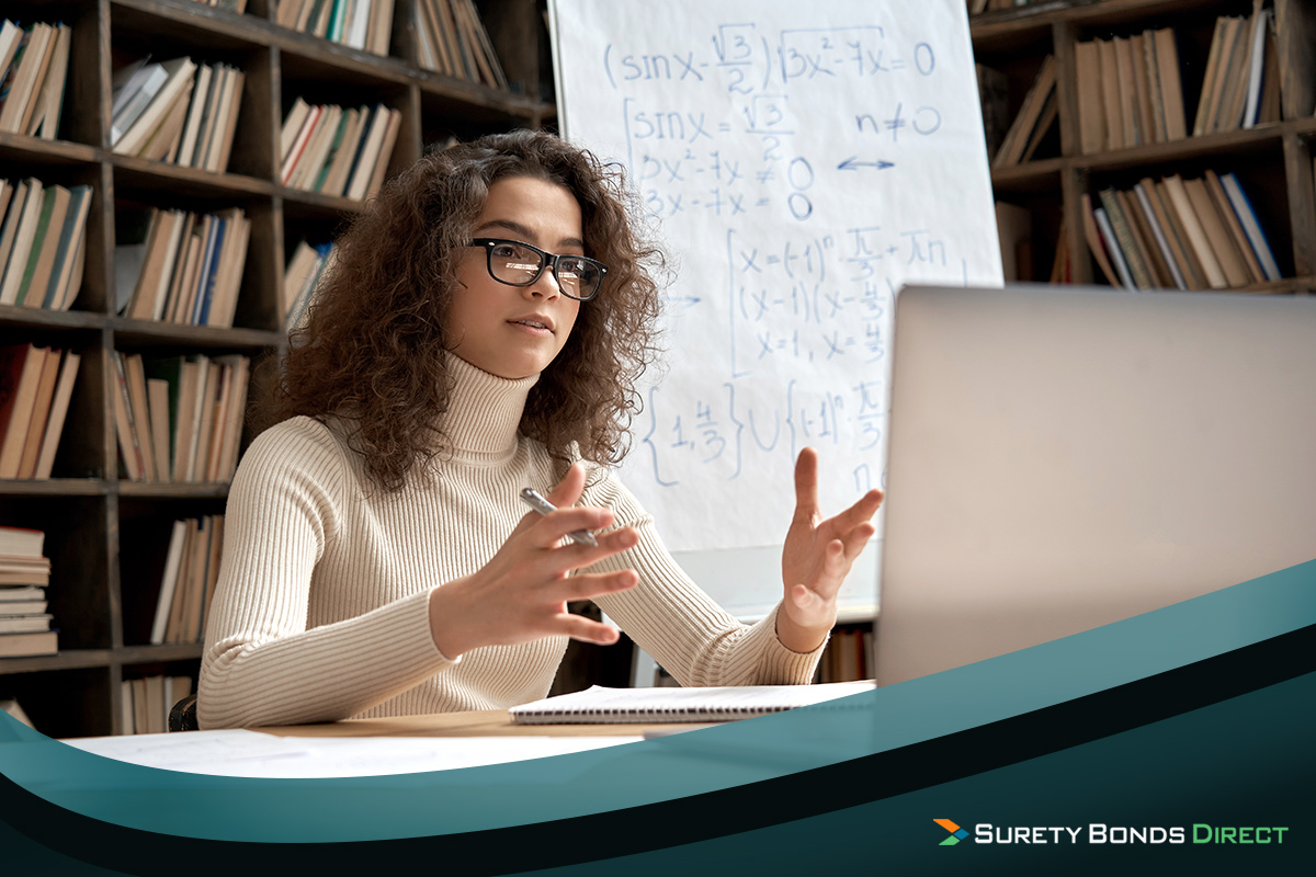 Student at her computer